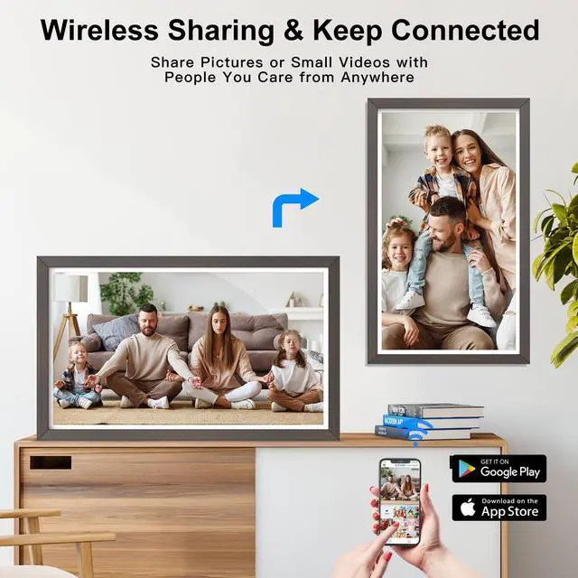 Alt view image 3 of 6 - FULLJA 21.5 Inch Digital Picture Frame with WiFi - Full HD 1920x1080 IPS Display, Dual-Band WiFi, Smartphone Sync, 32GB Storage, App/Email Sharing, Wall Mountable Home Decor