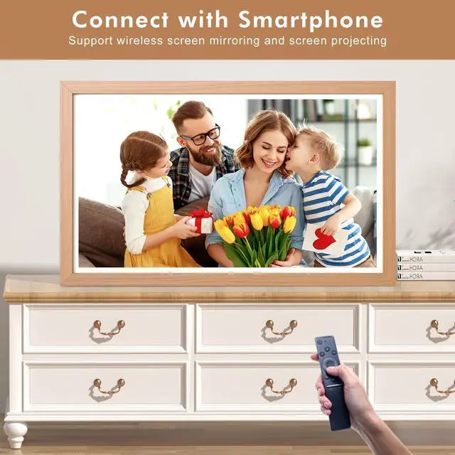 Alt view image 3 of 7 - FULLJA 21.5 Inch Digital Picture Frame with 32GB Storage - Full HD IPS Display, Dual-Band WiFi, Auto Rotate, Wall Mountable, App/Email Sharing - Perfect Gift for Family