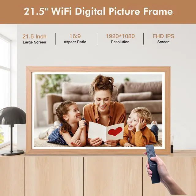 Alt view image 4 of 7 - FULLJA 21.5 Inch Digital Picture Frame with 32GB Storage - Full HD IPS Display, Dual-Band WiFi, Auto Rotate, Wall Mountable, App/Email Sharing - Perfect Gift for Family