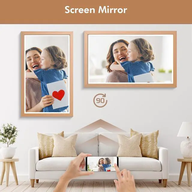 Alt view image 6 of 7 - FULLJA 21.5 Inch Digital Picture Frame with 32GB Storage - Full HD IPS Display, Dual-Band WiFi, Auto Rotate, Wall Mountable, App/Email Sharing - Perfect Gift for Family