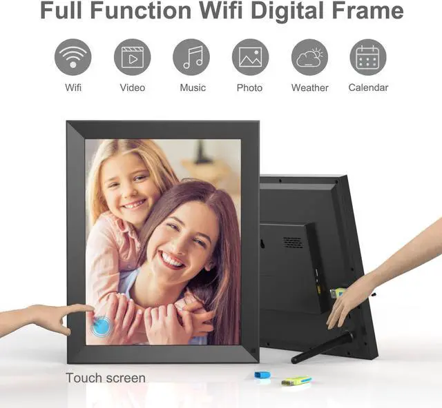 Alt view image 6 of 6 - FULLJA Wi-Fi Large Digital Picture Frame 15 Inch, Smart WiFi Digital Photo Frames, HD Touch Screen, 16GB Memory, Share Photos and Videos Via App or Email, Unlimited Cloud Storage, Wall Mountable