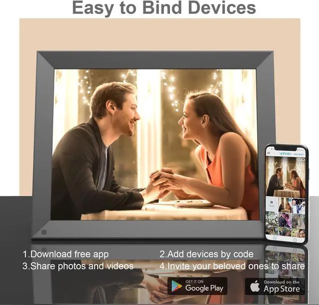 Alt view image 4 of 6 - FULLJA Wi-Fi Large Digital Picture Frame 15 Inch, Smart WiFi Digital Photo Frames, HD Touch Screen, 16GB Memory, Share Photos and Videos Via App or Email, Unlimited Cloud Storage, Wall Mountable