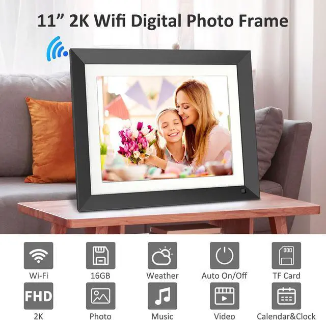 Alt view image 2 of 6 - FULLJA 2K WiFi Digital Picture Frame, 11 inch Smart Digital Photo Frame with Untra FHD IPS Touch Screen, 16GB Storage, Motion Sensor, Share Photos and Videos Via App, Email, Cloud