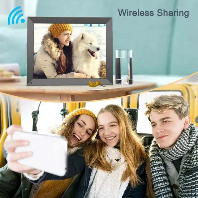 Alt view image 3 of 6 - FULLJA Wi-Fi Large Digital Picture Frame 15 Inch, Smart WiFi Digital Photo Frames, HD Touch Screen, 16GB Memory, Share Photos and Videos Via App or Email, Unlimited Cloud Storage, Wall Mountable