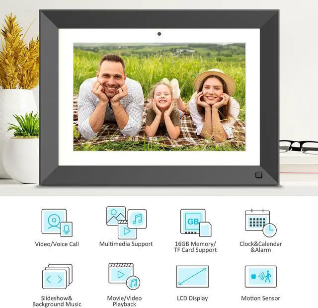 Alt view image 3 of 7 - FULLJA WiFi Digital Picture Frame – 10 inch Video Calling Device with IPS Touch Screen FHD Display – Smart Video Call on Your Digital Photo Frame Via App
