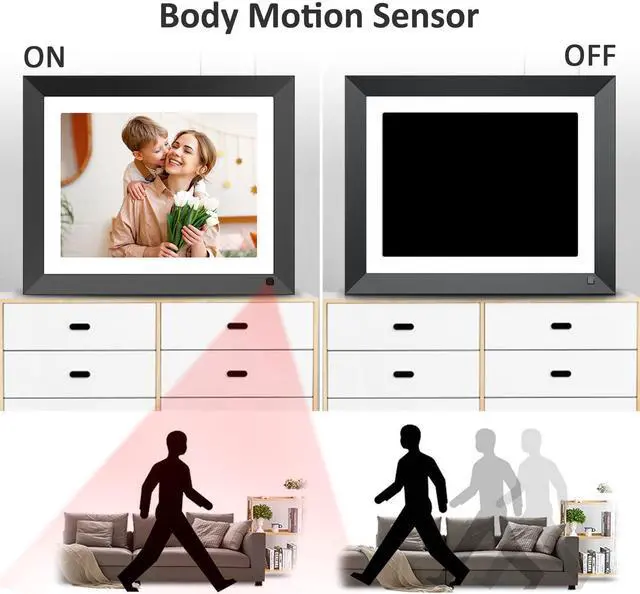 Alt view image 6 of 6 - FULLJA 2K WiFi Digital Picture Frame, 11 inch Smart Digital Photo Frame with Untra FHD IPS Touch Screen, 16GB Storage, Motion Sensor, Share Photos and Videos Via App, Email, Cloud