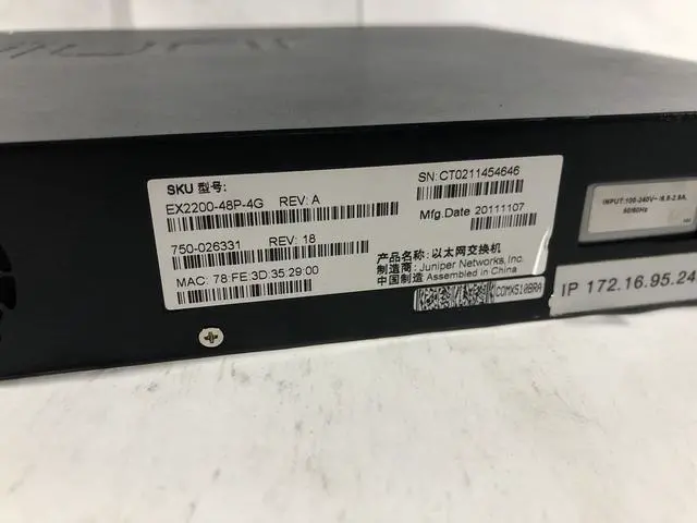 Alt view image 4 of 5 - Juniper Ex2200-48P-4G Switch