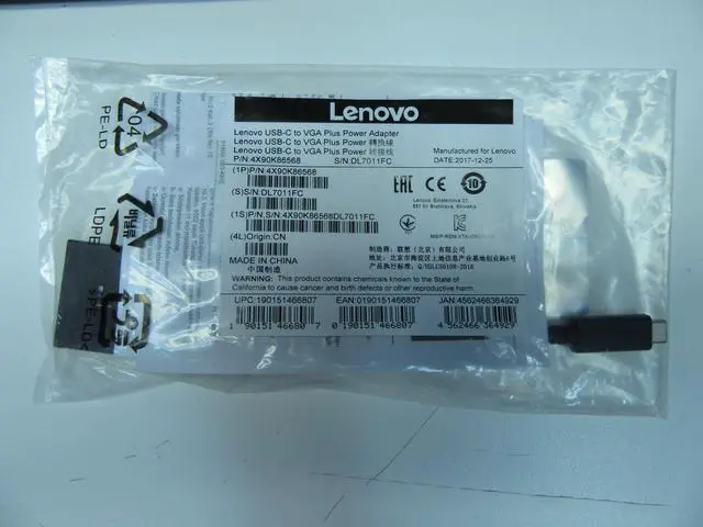 Alt view image 2 of 2 - Lenovo USB C to VGA Power Adapter Power Adapter