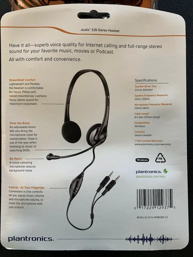 Alt view image 7 of 8 - PLANTRONICS .Audio 326 Supra-aural Stereo Headset