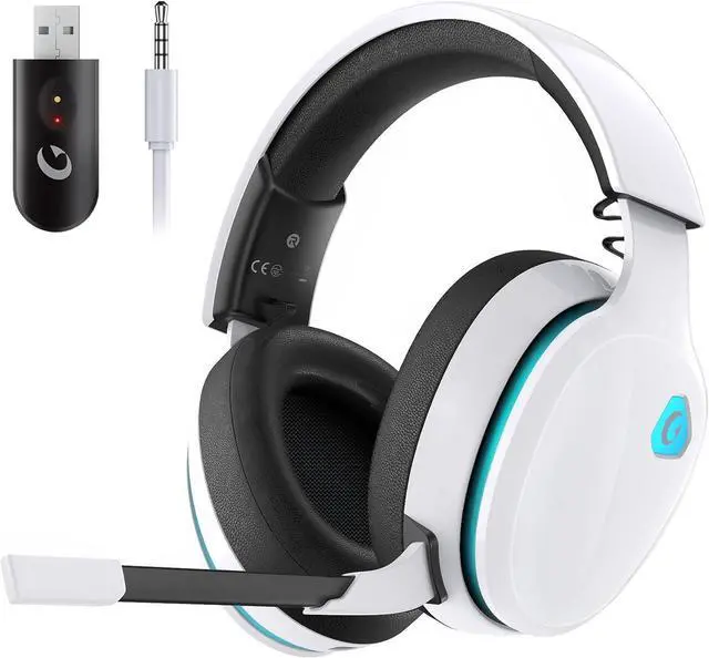 Main image of 2.4GHz Wireless Gaming Headset for PS5 PS4 Fortnite & Call of Duty/FPS Gamers PC Nintendo Switch Bluetooth 5.3 Gaming Headphones with Noise Canceling Mic Stereo Sound 40+Hr Battery -White