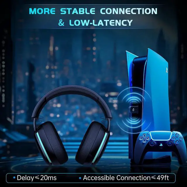 Alt view image 2 of 7 - Gtheos 2.4GHz Wireless Gaming Headphones for PC, PS4, PS5, Mac, Nintendo Switch, Bluetooth 5.2 Headset with Detachable Noise Canceling Microphone, Stereo Sound, 3.5mm Wired Mode for Xbox Series