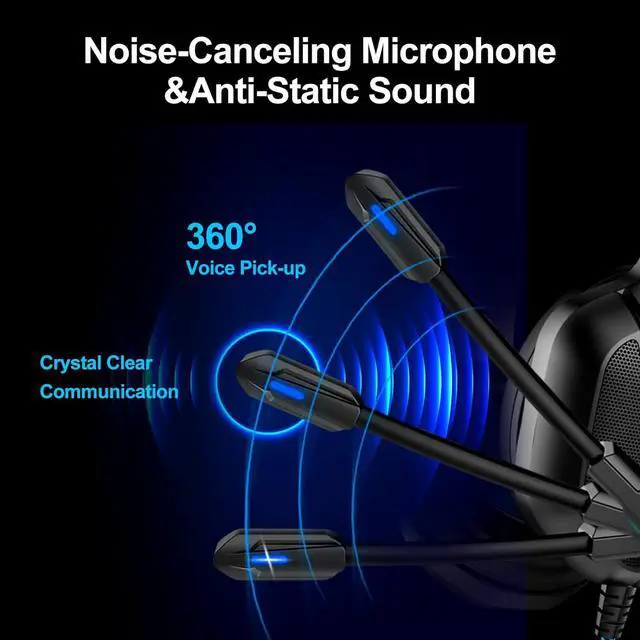 Alt view image 3 of 7 - IMYB A36 Gaming Headset with Microphone for Pc, Xbox One Series X/s, Ps4, Ps5, Switch, Stereo Wired Noise Cancelling Over-Ear Headphones with Mic for Computer, Laptop, Mac, Nintendo, Gamer (Blue)