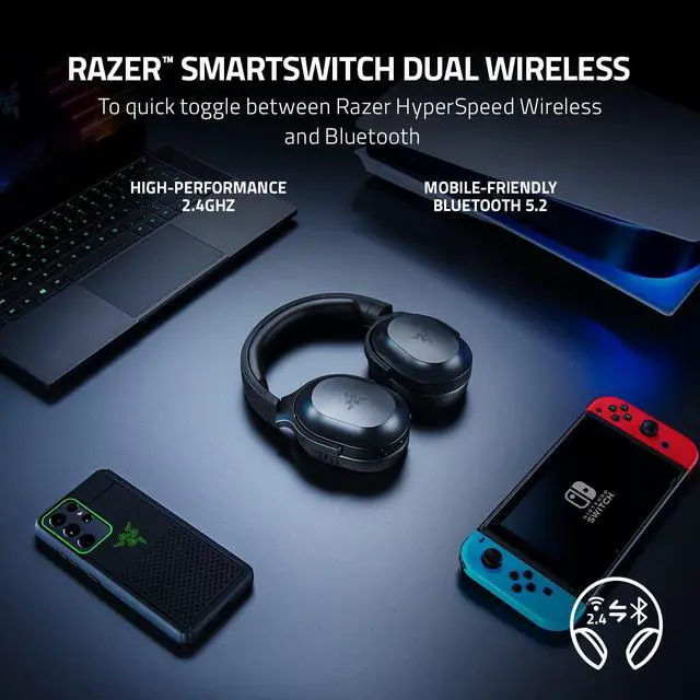 Alt view image 2 of 6 - Barracuda X Wireless Gaming &Mobile Headset (PC, Playstation, Switch, Android, iOS): 2.4GHz Wireless + Bluetooth - Lightweight - 40mm Drivers - Detachable Mic - 50 Hr Battery - Black