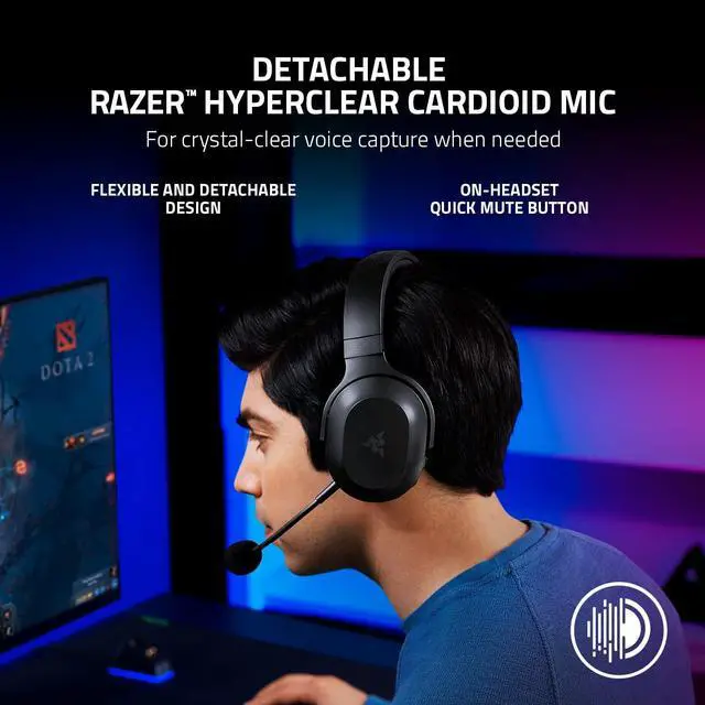 Alt view image 5 of 6 - Barracuda X Wireless Gaming &Mobile Headset (PC, Playstation, Switch, Android, iOS): 2.4GHz Wireless + Bluetooth - Lightweight - 40mm Drivers - Detachable Mic - 50 Hr Battery - Black