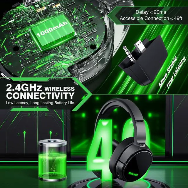 Alt view image 2 of 5 - X1 Wireless Gaming Headset for Xbox Series X|S, Xbox One, PS5, PC, Mac, Nintendo Switch, Bluetooth Over Ear Gaming Headphones with Detachable Noise Canceling Microphone, 40H Battery
