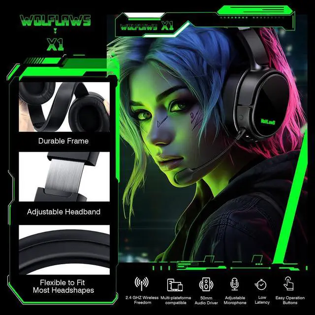 Alt view image 3 of 5 - X1 Wireless Gaming Headset for Xbox Series X|S, Xbox One, PS5, PC, Mac, Nintendo Switch, Bluetooth Over Ear Gaming Headphones with Detachable Noise Canceling Microphone, 40H Battery