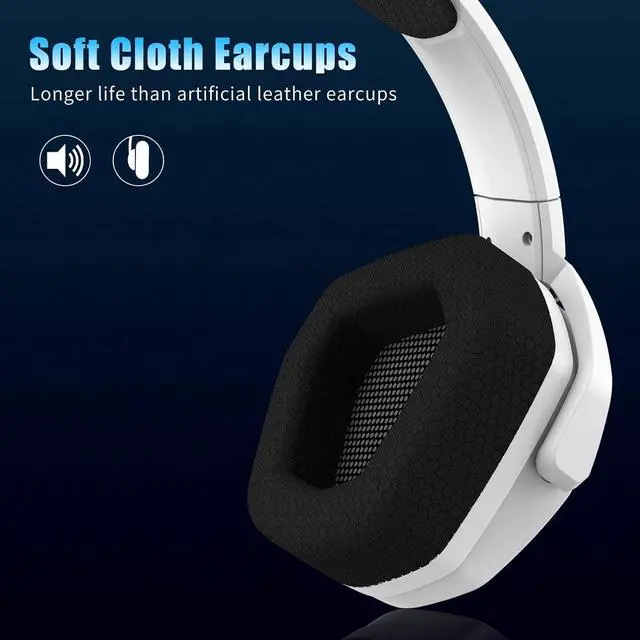 Alt view image 7 of 7 - G06 Dual Wireless Gaming Headset with Microphone for PS5, PS4, PC, Mobile, Switch: 2.4GHz Wireless + Bluetooth - 100 Hr Battery - 50mm Drivers - White