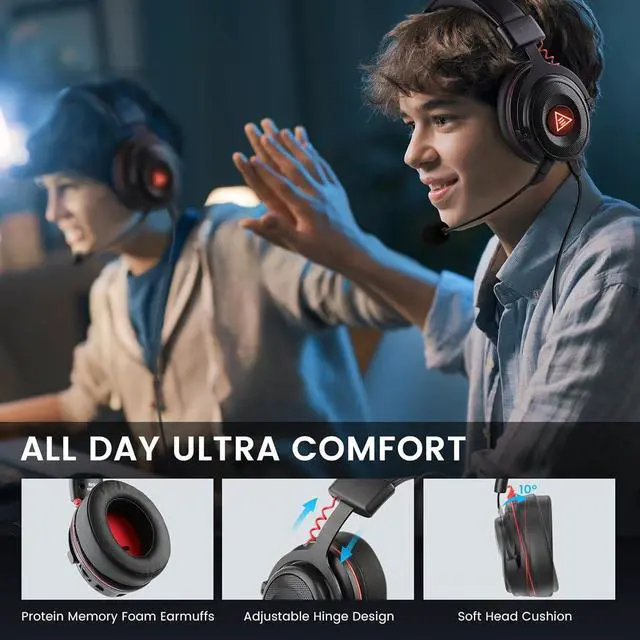 Alt view image 3 of 6 - EKSA E900 Pro USB Gaming Headset for PC - Computer Headset with Detachable Noise Cancelling Mic, 7.1 Surround Sound, 50MM Driver - Headphones with Microphone for PS4/PS5, Xbox One, Laptop, Office