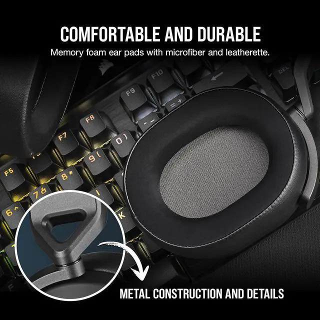 Alt view image 5 of 7 - HS65 SURROUND Gaming Headset (Leatherette Memory Foam Ear Pads, Dolby Audio 7.1 Surround Sound on PC and Mac, SonarWorks SoundID Technology, Multi-Platform Compatibility) Carbon