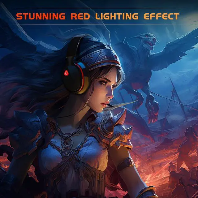 Alt view image 7 of 7 - Wireless Gaming Headset for PS5, PC, PS4, Mac, Nintendo Switch, Gaming Headphones with Microphone, Bluetooth 5.2 Gaming Headset, Stereo Sound, Red Light, 3.5mm Wired Mode for Xbox Series -Black