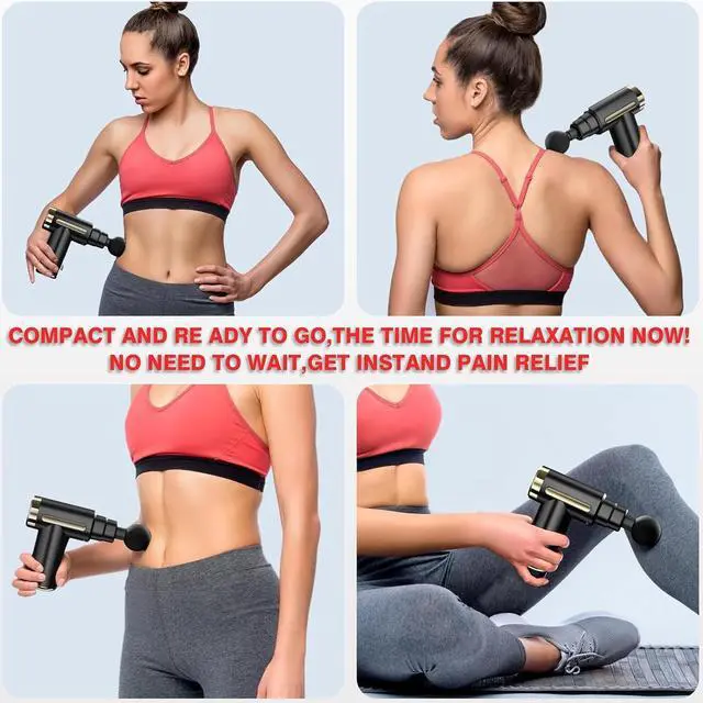 Alt view image 4 of 6 - Handheld Massage Gun Deep Tissue 6 Speeds Cordless Handheld Muscle Massager with 4 Heads,Type-C Charging,Gifts for Mom/Dad,Gold.