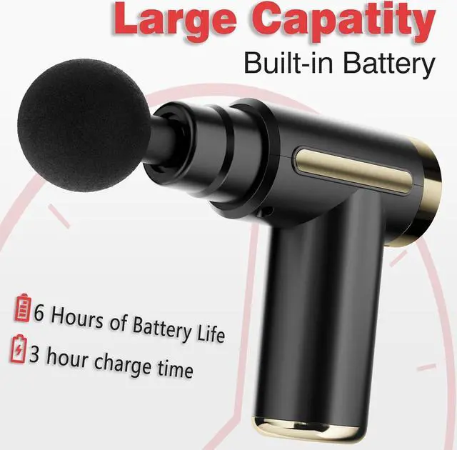 Alt view image 3 of 6 - Handheld Massage Gun Deep Tissue 6 Speeds Cordless Handheld Muscle Massager with 4 Heads,Type-C Charging,Gifts for Mom/Dad,Gold.