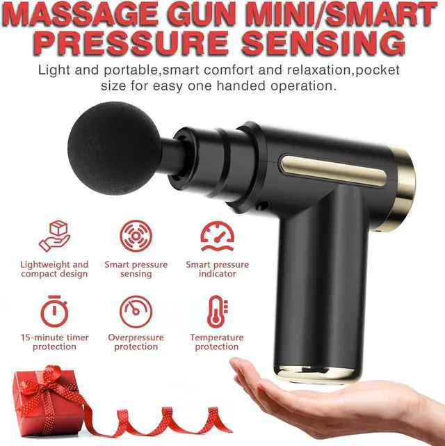Alt view image 5 of 6 - Handheld Massage Gun Deep Tissue 6 Speeds Cordless Handheld Muscle Massager with 4 Heads,Type-C Charging,Gifts for Mom/Dad,Gold.