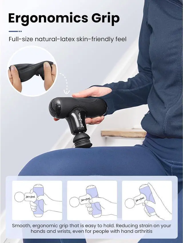 Alt view image 6 of 7 - Q2 Mini Massage Gun, Pocket-Sized Deep Tissue Massager Gun, Portable Percussion Muscle Massager Gun, Ultra Small  Quiet Muscle Massage Gun with Carry Case, FSA and HSA Eligible