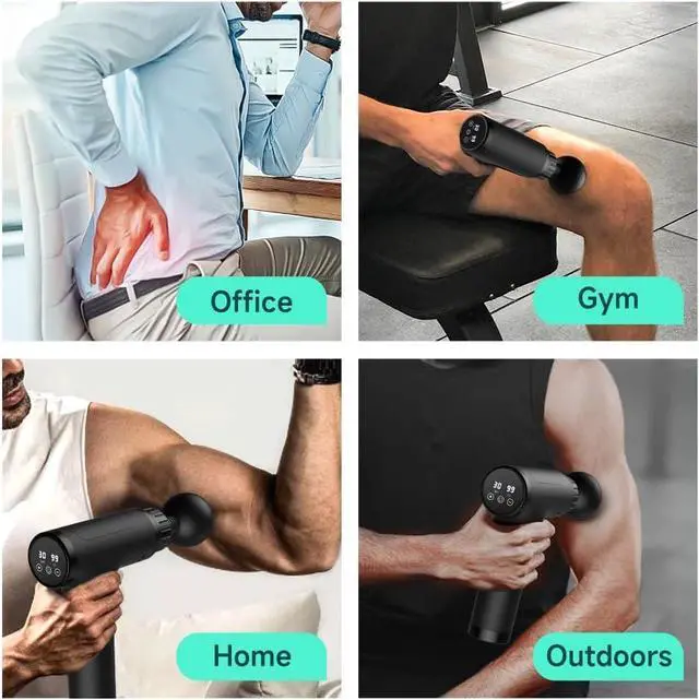 Alt view image 6 of 7 - Massage Gun Deep Tissue, Mini Percussion for Athletes, Portable Muscle with 6 Attachments Pain Relief - Back, Neck, Body  30 Speed (Black)