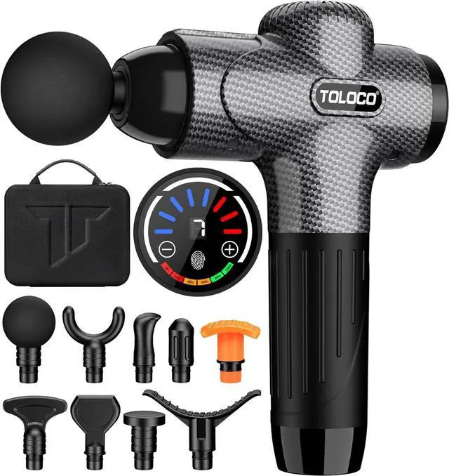 Main image of Massage Gun, Upgrade Deep Tissue Back Massager with 9 Replacement Heads, Percussion Massage Guns for Athletes for Pain Relief, Super Quiet Electric Massager for Treatment, Relax, Carbon