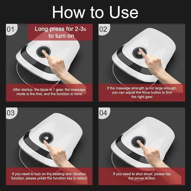 Alt view image 2 of 7 - Hand Massager with Compression  Heating - Cordless Electric Massagers Gifts for Women Men Her Him Mom Boyfriend,Mothers Day Gifts for Mom from Daughter,Birthday Gifts for Women(White)