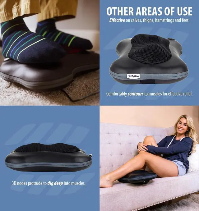 Alt view image 6 of 7 - Shiatsu Back and Neck Massager with Heat - 3D Kneading Deep Tissue Electric Massage Pillow for Chair, Car, Muscle Pain Relief on Shoulders, Legs, Foot - Black (ZMA-13)