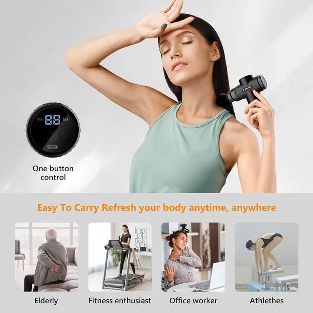 Alt view image 4 of 6 - Mini Massage Gun-BlackMuscle Deep Tissue Massager Gun for Fatigue Relief, Handheld Percussion Massager, Portable Quiet Small Massage Gun Gifts for Men Gifts for Women