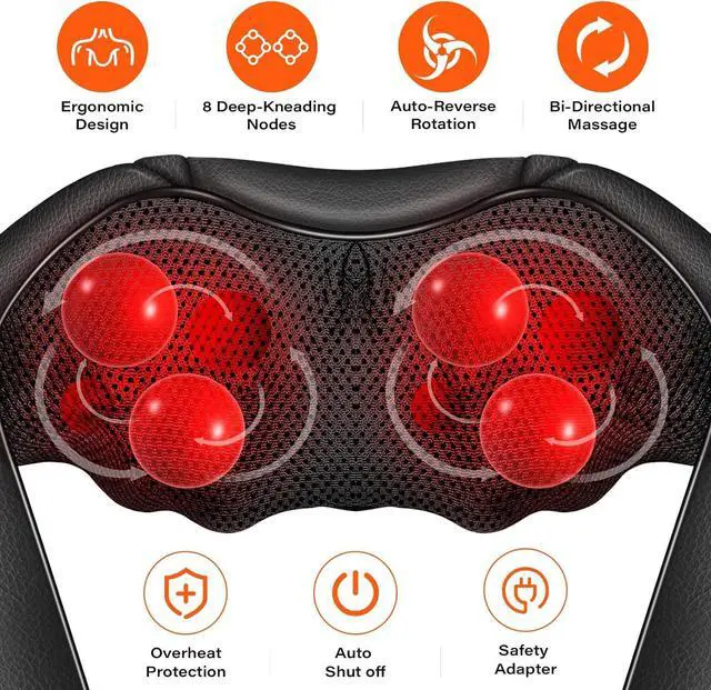 Alt view image 2 of 7 - WERTYI Shiatsu Neck Massager, Electric Neck and Back Massager with Heat, 3D Kneading Massage Pillow for Neck, Back, Shoulder, Muscle Pain Relief, Office  Home  Car Use, Gifts for Dad
