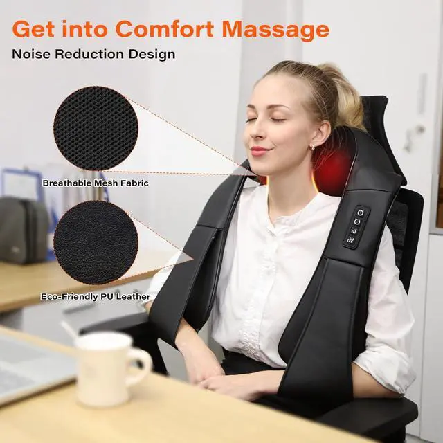 Alt view image 3 of 7 - WERTYI Shiatsu Neck Massager, Electric Neck and Back Massager with Heat, 3D Kneading Massage Pillow for Neck, Back, Shoulder, Muscle Pain Relief, Office  Home  Car Use, Gifts for Dad