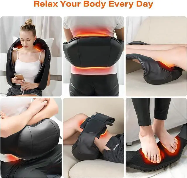 Alt view image 5 of 7 - WERTYI Shiatsu Neck Massager, Electric Neck and Back Massager with Heat, 3D Kneading Massage Pillow for Neck, Back, Shoulder, Muscle Pain Relief, Office  Home  Car Use, Gifts for Dad