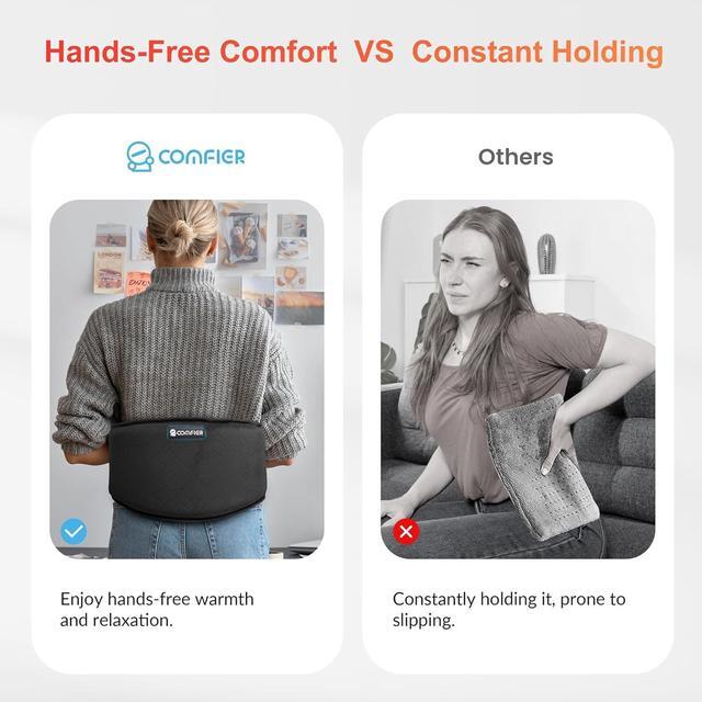 Alt view image 2 of 5 - Heating Pad for Back Pain,Heat Belly Wrap Belt with Vibration Massage, Fast Heating Pads with Auto Shut Off, for Lumbar, Abdominal, Leg Cramps Arthritic Pain Relief, Gifts for Men Dad