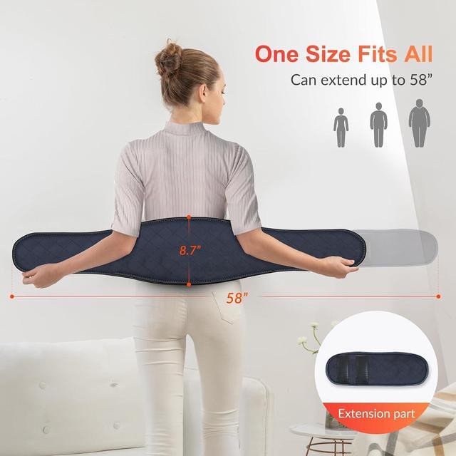 Alt view image 3 of 5 - Heating Pad for Back Pain,Heat Belly Wrap Belt with Vibration Massage, Fast Heating Pads with Auto Shut Off, for Lumbar, Abdominal, Leg Cramps Arthritic Pain Relief, Gifts for Men Dad
