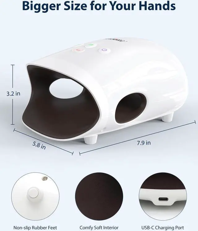 Alt view image 3 of 7 - Cordless Hand Massager with Heat and Compression for Arthritis and Carpal Tunnel(FSA or HSA Eligible) (White)