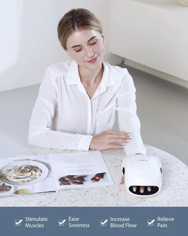 Alt view image 6 of 7 - Cordless Hand Massager with Heat and Compression for Arthritis and Carpal Tunnel(FSA or HSA Eligible) (White)