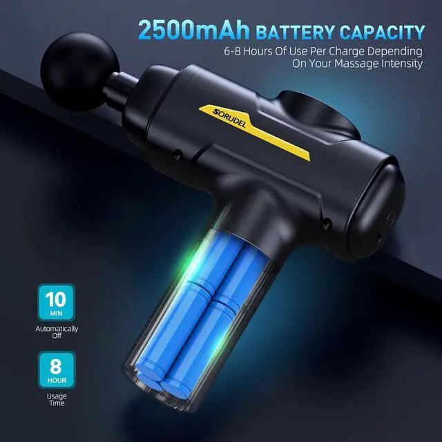 Alt view image 3 of 8 - Massage Gun,Massage Gun Deep Tissue for Pain Relief with 7 Massage Heads  6 Speeds and Carrying Case (Black)