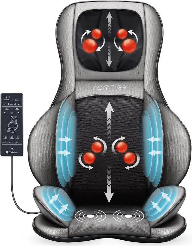 Main image of Shiatsu Neck Back Massager with Heat, 2D ro 3D Kneading Massage Chair Pad, Adjustable Compression Seat Massager for Full Body Relaxation, Gifts for Women Men,Dark Gray