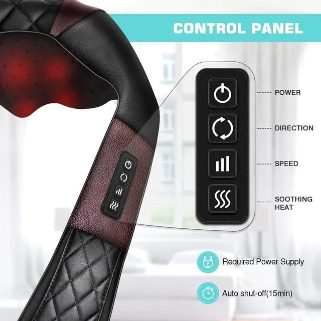 Alt view image 2 of 6 - Neck Massager with Heat, Shiatsu Back Neck and Shoulder Massager, Deep Tissue 4D Kneading Massage Relax Muscle Pain Relief, Use at Home, Office, Car- Best Gifts for Women Men Mom Dad