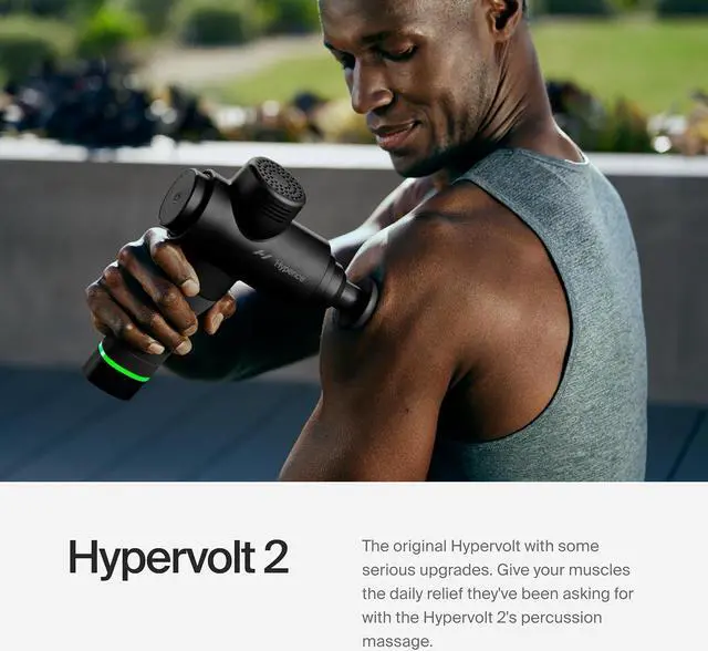 Alt view image 2 of 7 - Hypervolt 2 Percussion Massage Gun - Quiet Glide, 3 Speeds, 5 Heads - Relieves Sore Muscles, FSA/HSA Eligible