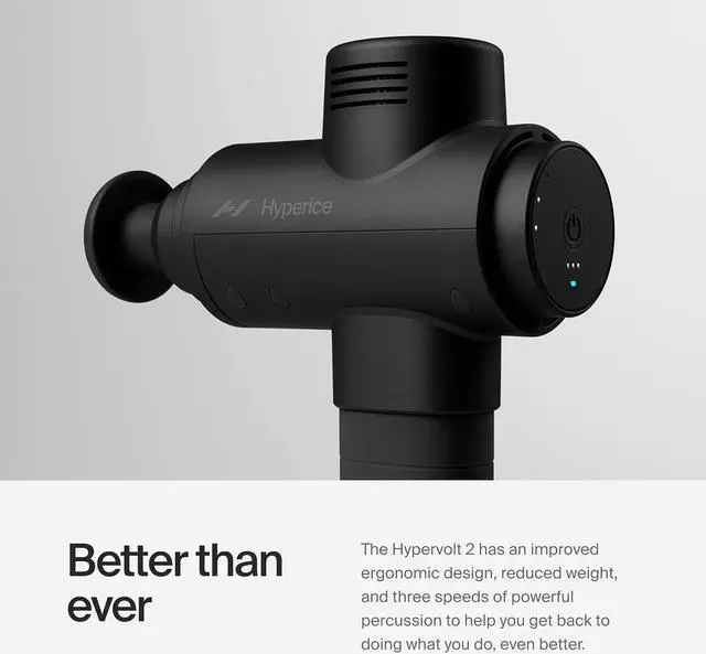 Alt view image 4 of 7 - Hypervolt 2 Percussion Massage Gun - Quiet Glide, 3 Speeds, 5 Heads - Relieves Sore Muscles, FSA/HSA Eligible