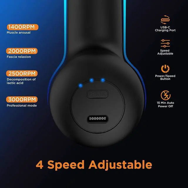 Alt view image 3 of 7 - Mini Massage Gun, Powerful Fascial Gun Portable Deep Tissue Percussion Muscle Back Head Massager for Pain Relief with 4 Massage Heads High-Intensity Vibration Rechargeable Small Massage Gun