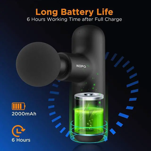 Alt view image 5 of 7 - Mini Massage Gun, Powerful Fascial Gun Portable Deep Tissue Percussion Muscle Back Head Massager for Pain Relief with 4 Massage Heads High-Intensity Vibration Rechargeable Small Massage Gun