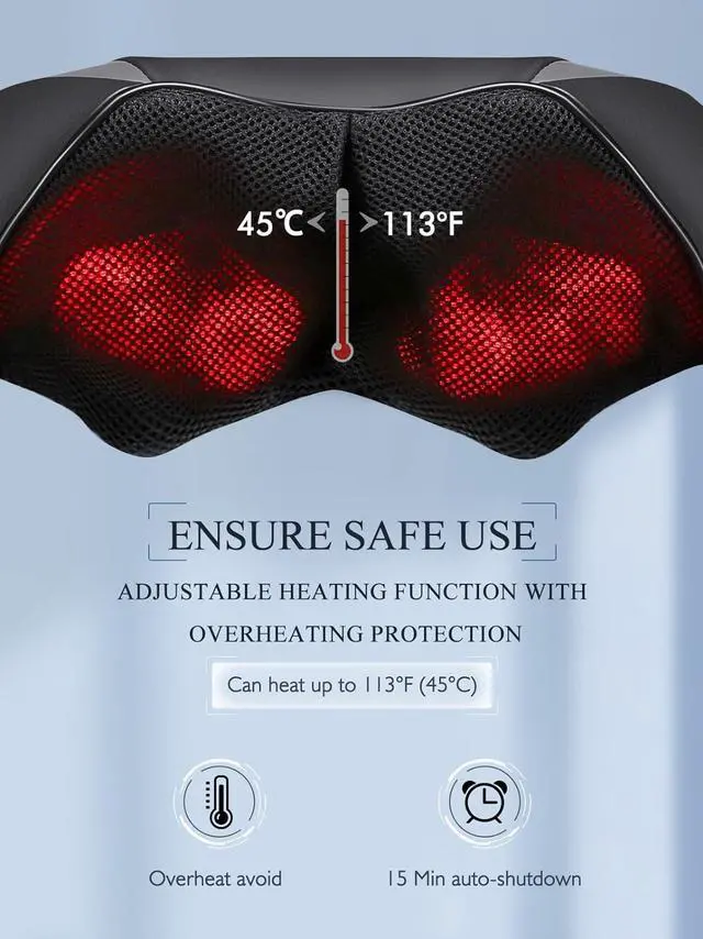Alt view image 3 of 7 - Back Neck Shoulder Massager with Heat, Shiatsu Electric Deep Tissue 3D Kneading Massagers for Relief on Waist, Leg, Calf, Foot Full Body Muscles, Gift for Men Women Mom Dad
