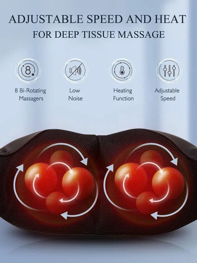 Alt view image 2 of 7 - Back Neck Shoulder Massager with Heat, Shiatsu Electric Deep Tissue 3D Kneading Massagers for Relief on Waist, Leg, Calf, Foot Full Body Muscles, Gift for Men Women Mom Dad