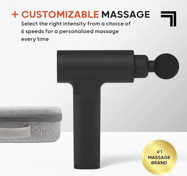 Alt view image 4 of 6 - Deep Tissue Massage Gun, 5 Attachments, Quiet Motor, Ergonomic Grip, 6-Speed Lightweight Percussion Massager, Full Body Muscle Recovery  Pain Relief